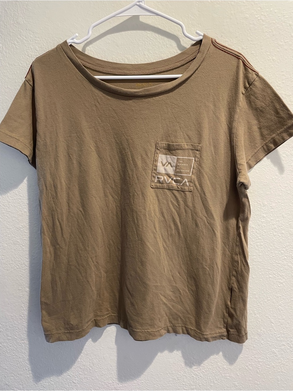 RVCA The Balance Of Opposites Tan Earthy Pocket Graphic Tee T-Shirt L Large